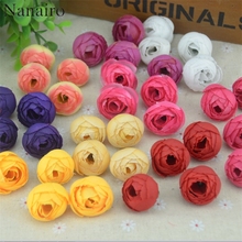 50pcs 2.5cm Small Silk  Rose Bud Artificial Flower Head For Wedding Home Decoration DIY Wreath Gift Scrapbooking Fake Flowers 2024 - buy cheap