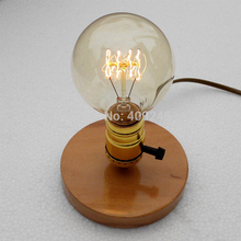 Injetor de luz industrial vintage para mesa, lâmpada de madeira e27 (madeira/preta) 2024 - compre barato