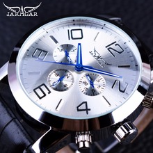 Jaragar 6 Blue Hands Display Fashion Design Silver Case Men Watches Top Brand Luxury Genuine Leather Strap Automatic Wrist Watch 2024 - buy cheap