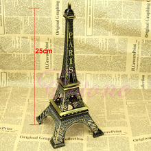 Modelo de decoração vintage em liga, estátua da torre eiffel de paris com tom de bronze, 25cm quente 2024 - compre barato