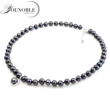 YouNoble real black freshwater pearl necklace for women,pearl choker necklace bridal girl mother best friends birthday gift 2024 - buy cheap