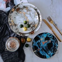 8 and 10 inch  Marble Ceramic Plate Unique Dinner Set Dish Dessert Plate Wholesale Dinnerware Cake Tray 2024 - buy cheap