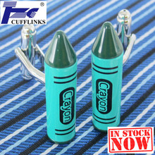 Green Crayon Cufflink Cuff Link 2 Pairs Free Shipping 2024 - buy cheap