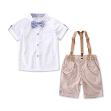 Комплекты одежды для маленьких мальчиков, летние костюмы джентльмена рубашка с короткими рукавами + шорты, комплект детской одежды из 2 предметов комплект одежды для маленьких мальчиков 2024 - купить недорого