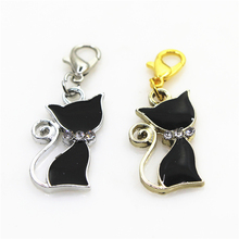 Wholesale 50pcs Mix Black Cat Dangle Charms Lobster Clasp Charms Diy Jewelry Accessory Bracelets Hanging Floating Charms 2024 - buy cheap