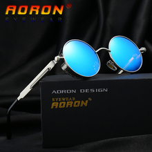 AORON Brand Men Polarized Sunglasses Gothic Steampunk Coating Mirrored Round Circle Sun Glasses Retro UV400 Vintage Eyewear 2024 - buy cheap