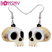 Bonsny-pendientes acrílicos con forma de calavera para mujer, joyería Punk, adornos de niñas 2024 - compra barato