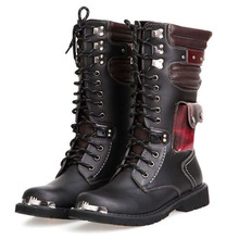 Botas de combate militares para hombre, botas de trabajo de cuero de vaca genuino, estilo gótico, Punk, Calavera, motocicleta, desierto 2024 - compra barato