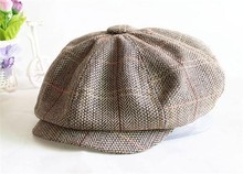 Boina con estampado de espiga para hombre, gorro octogonal de Tweed, informal, plano, de viaje, para Otoño e Invierno 2024 - compra barato