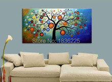 wall art paintings rich trees with leaves oil painting on canvas hand painted abstract red flower oil painting wall pictures 2024 - buy cheap
