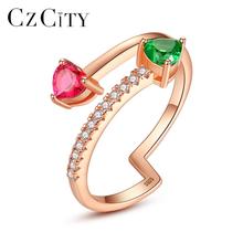 Czcity-anéis geométricos esmeralda e rubi, joias finas 925, prata esterlina, multicolor, femininos, presentes para festas sr0122 2024 - compre barato