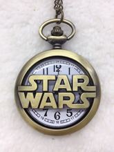 Reloj de bolsillo con diseño de logotipo de STAR WARS, cronógrafo de cuarzo con diseño de logotipo de bronce Retro, película famosa, cadena FOB, regalos de navidad 2024 - compra barato