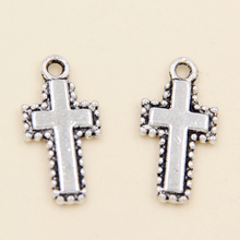 50pcs European Style Tibetan Silver Crosses Charm DIY Bracelet Pendant Necklace Jewelry Making Accessories 10x20mm 2024 - buy cheap