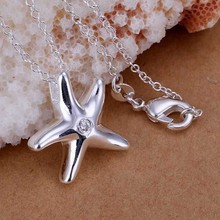 Free Shipping silver plated Necklace, sterling-silver-jewelry Inlaid Starfish /DBJNWIVV DBJNWIVV 2024 - buy cheap