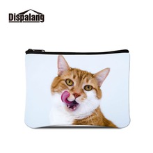 Carteira feminina com estampa 3d, carteira de gato, animais, para crianças, portátil, cartão de chave, clutch, para moças, kawaii, dinheiro 2024 - compre barato