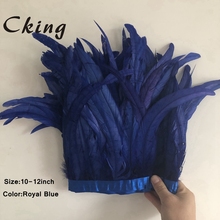 25-30cm royal blue Chicken Rooster Tail Feather Trims Wedding Dress Skirt Party Clothing Decoration DIY Craft Feathers 34 colors 2024 - buy cheap