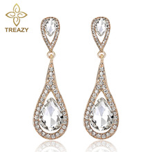 TREAZY Fashion Gold Color Crystal Drop Earrings for Women Charm Long Waterdrop Dangle Earrings Wedding Party Jewelry Brincos 2024 - buy cheap