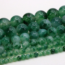 Green aquatic plants chalcedony round loose beads 4/ 6/8/10/12/14mm dimension optional 15" DIY stone accessories jewelry making 2024 - buy cheap