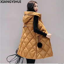 Mulheres Casaco de Inverno colete com capuz Parkas Quentes plus size Sobretudo Alta Qualidade Quilting slefieless colete 2018 jaqueta sherpa 2024 - compre barato