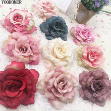 YOOROMER 5pcs 8cm Silk Rose Artificial Flower Wedding Home Furnishings DIY Wreath Sheets Handicrafts Simulation Cheap Fake Flowe 2024 - buy cheap