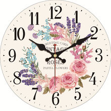 Rose Lavender Flower Non Ticking Living Room Bedroom coffee Vintage Wooden Clock Golden Sunflowers Decorative Silent Wall Clocks 2024 - buy cheap