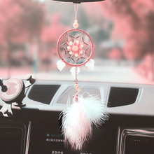 Pingente de apanhador de sonhos em forma de carro, pendurado rosa de penas para interior de automóveis, acessórios de decoração 2024 - compre barato