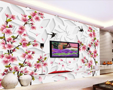 Beibehang Custom wallpaper Chinese peach theme TV background wallpaper home decor living room bedroom background 3d wallpaper 2024 - buy cheap