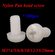 500pcs Thread 3mm Nylon Round Pan Head Screw GB818 M3*4/5/6/8/10/12/15/20/25mm Phillips head Machine screws bolts to M3 Hex Nut 2024 - buy cheap
