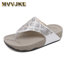 MVVJKE-Sandalias de tacón bajo con cuña de plataforma para mujer, chanclas de cuña de verano, talla grande 2024 - compra barato