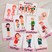 10Pcs Family Member Kids Montessori English Word Pocket Flash Cards Game Learning Study Early Educational Teaching Toys 2024 - buy cheap