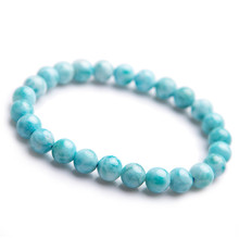 Genuine Blue Natural Larimar Bracelet Water Pattern 7mm 8mm Crystal Round Bead Stretch Fitness Bracelet Woman Femme AAAAAA 2024 - buy cheap