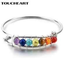 Pulseiras com chakra arco-íris personalizadas, braceletes charmosos para mulheres de aço inoxidável, pulseiras da amizade sbr180139 2024 - compre barato