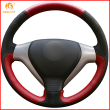 MEWANT Red Leather Black Suede Car Steering Wheel Cover for Honda Old City Fit Jazz Interior Accessories Parts 2024 - buy cheap