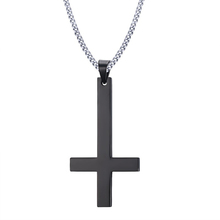 Male Black St Peter's Inverted Cross Pendant Necklace for Men Stainless Steel Choker Crux de Sanctus Petrus Jewelry 2024 - buy cheap