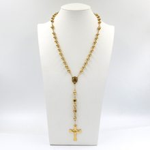 Rosário da virgem maria e jesus com corrente, pingente de cruz em aço inoxidável 316l, jóias femininas 2024 - compre barato