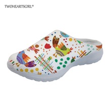 Twoheartsgirl-Zapatillas planas con estampado de pollo de granja para mujer, zapatos ligeros de verano para el hogar, sandalias de playa 2024 - compra barato