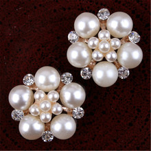 30pcs/lot 23MM Rhinestone Pearl Buttons For Flower Center Diy Hair Accessories wedding decoration 2024 - buy cheap