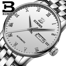 Reloj de marca de lujo BINGER, relojes de negocios para hombres, reloj Casual, correa de acero inoxidable, relojes mecánicos automáticos, reloj 2017 2024 - compra barato
