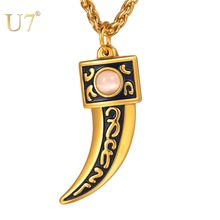 U7 Natural Opal Stone Wolf Fang Teeth Necklaces & Pendants Punk Jewelry Chain Necklace For Women Men Best Christmas Gifts P1206 2024 - buy cheap