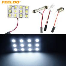 FEELDO 1Pc White Car 12SMD 5050 12LED LED Light Panel with T10/BA9S/Festoon Adapters Dome Bulb #FD-1228 2024 - купить недорого