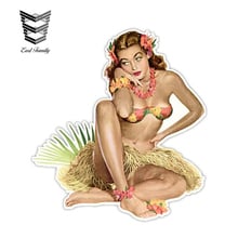 EARLFAMILY 13cm X 10.1cm Art Retro Sexy Pin Up Girl Hawaii Decal Vinyl Car Stickers Motor Auto Accessories Car Styling Graphics 2024 - buy cheap