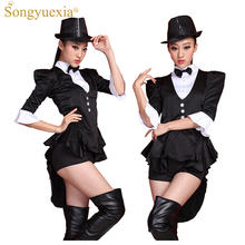Songyuexia Black Swallowtail Ds Stage Dress Broadway Magician costumes Bar Nightclub Start Dance Costume Show clothing 2024 - buy cheap