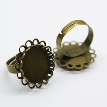 ZEROUP-anillo Chapado en bronce antiguo de 18mm, 5 uds., Base de cabujón de cristal redondo, camafeo ajustable, suministros para J-008 de joyería 2024 - compra barato