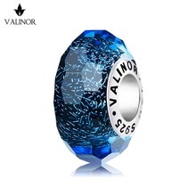 Dark blue colorful flashing faceted murano glass beads charms 925 Sterling Silver fit  Bracelets  Jewelry Trendy JKLL013-3 2024 - buy cheap