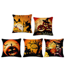 Decorative Throw Pillow Case Cover Happy Halloween Witch Pumpkin Cushion Cover For Sofa Car Chair Almofadas 45x45cm 2024 - buy cheap