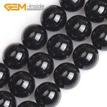 Turmalina negra natural interior de GEMA de 14mm, cuentas sueltas de forma redonda para la fabricación de joyas, hebra DIY de 15 pulgadas, venta al por mayor 2024 - compra barato