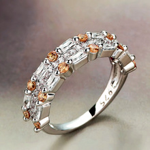 Anéis de cristal geométricos 4 cores, nova cor de prata, para casamento, noivado, fantasia, lindo, zircônio cz, joias 2024 - compre barato