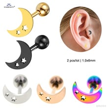 Starose 2 pcs/lot 1.0x6mm Star Moon Helix Piercing Tragus Piercing Oreja Cartilage Earrings Stud Pircing Ear Piercing Jewelry 2024 - buy cheap