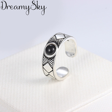 DreamySky Bohemia Black Real Silver Color  Big Round Rings For Women Vintage Jewelry Statement Adjustable Size Finger Ring 2024 - buy cheap
