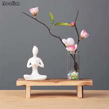 Noolim cerâmica yoga figura de vidro/argila roxa hidropônica flor vaso zen ornamentos moderna sala estar decoração casa mobiliário 2024 - compre barato